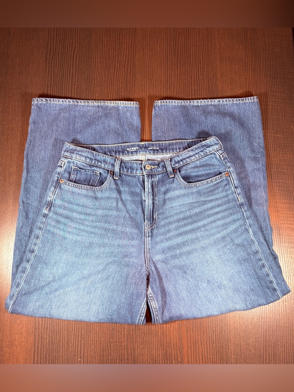 OLD NAVY HIGH-RISE BAGGY WIDE LEG 12 DRAPEY DENIM MEDIUM WASH SOFT!